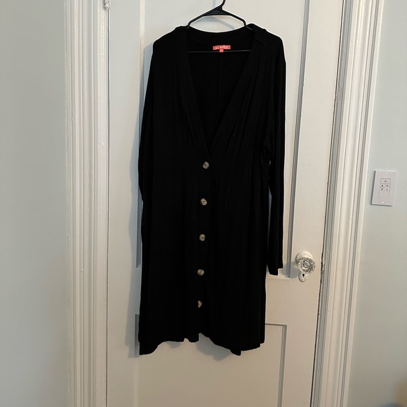 All Worthy Hunter McGrady Button Front Knee Length Cardigan - Black Size XL - Picture 1 of 4